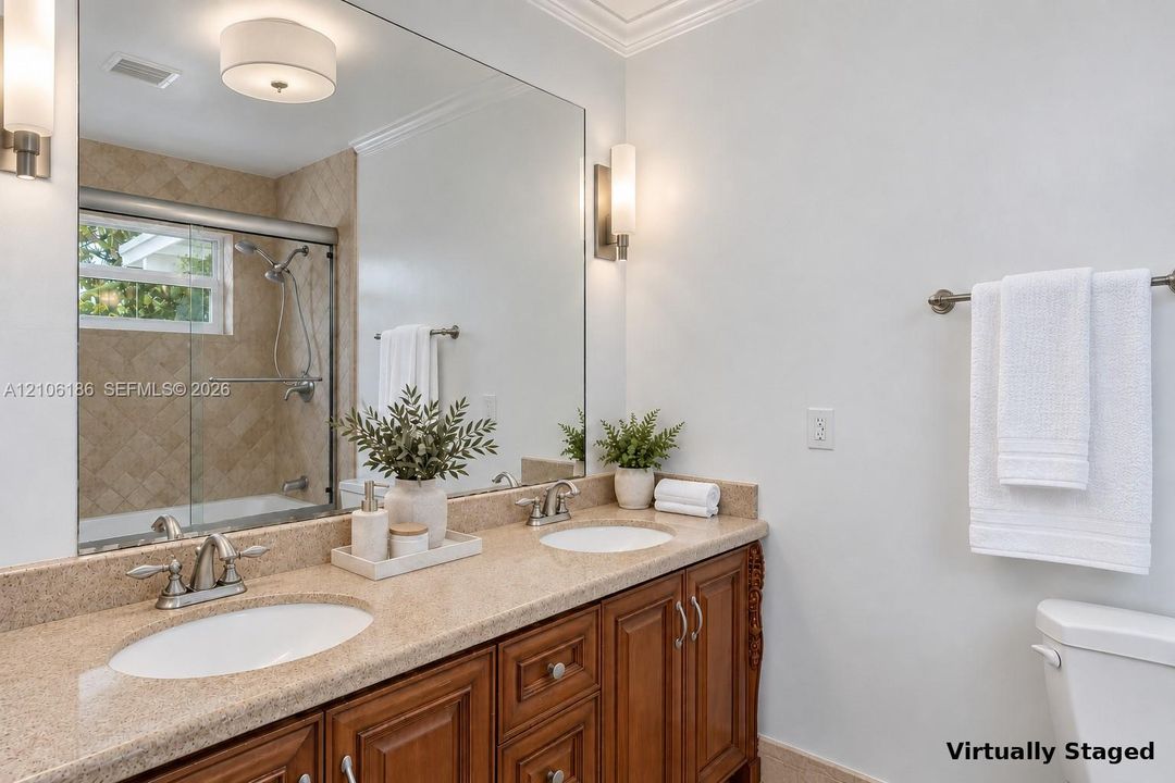 Virtually staged Primary bathroom