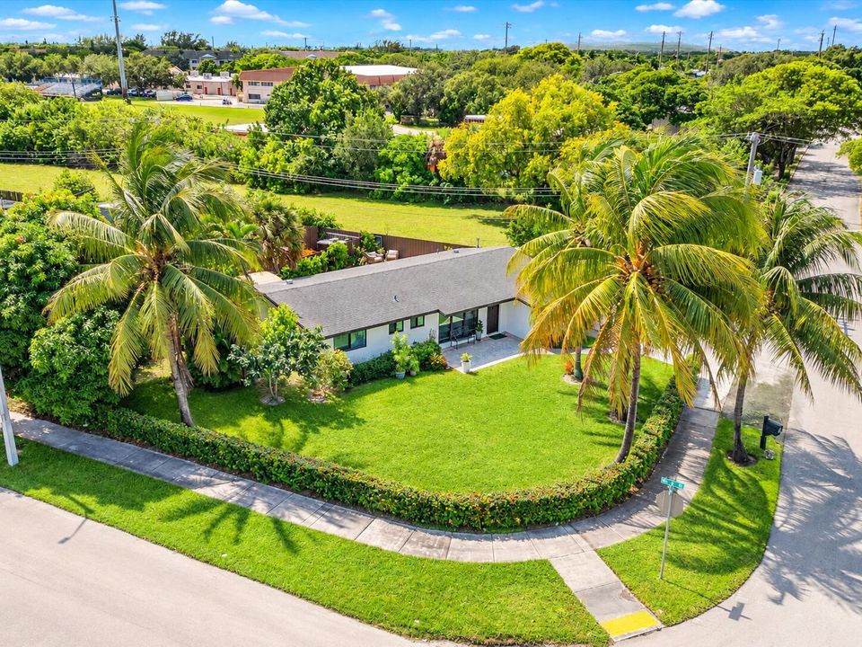Tropical Corner Lot Aerial View
