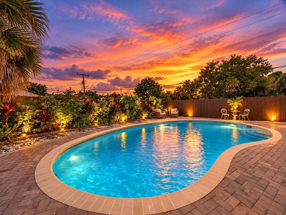 Twilight Tropical Poolside Retreat