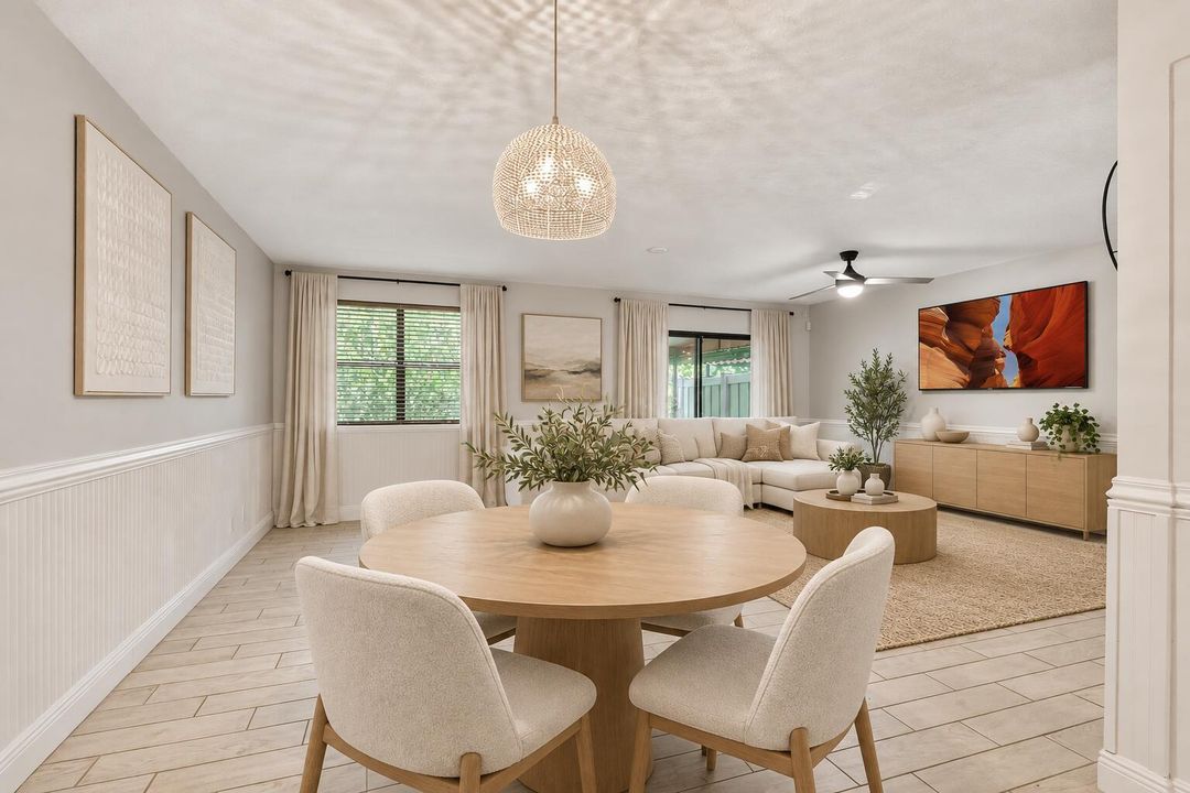 Updated cream and light oak living room-