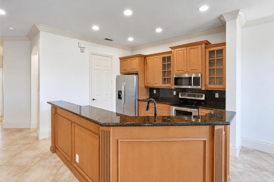 Empty Modern Kitchen with Granite Island