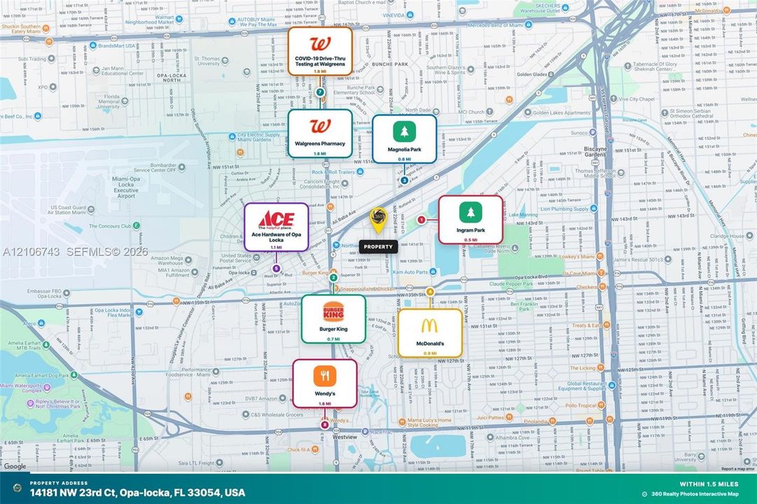 Location Map. Identifying geographic proximity of commercial services and municipal parks relative to the property