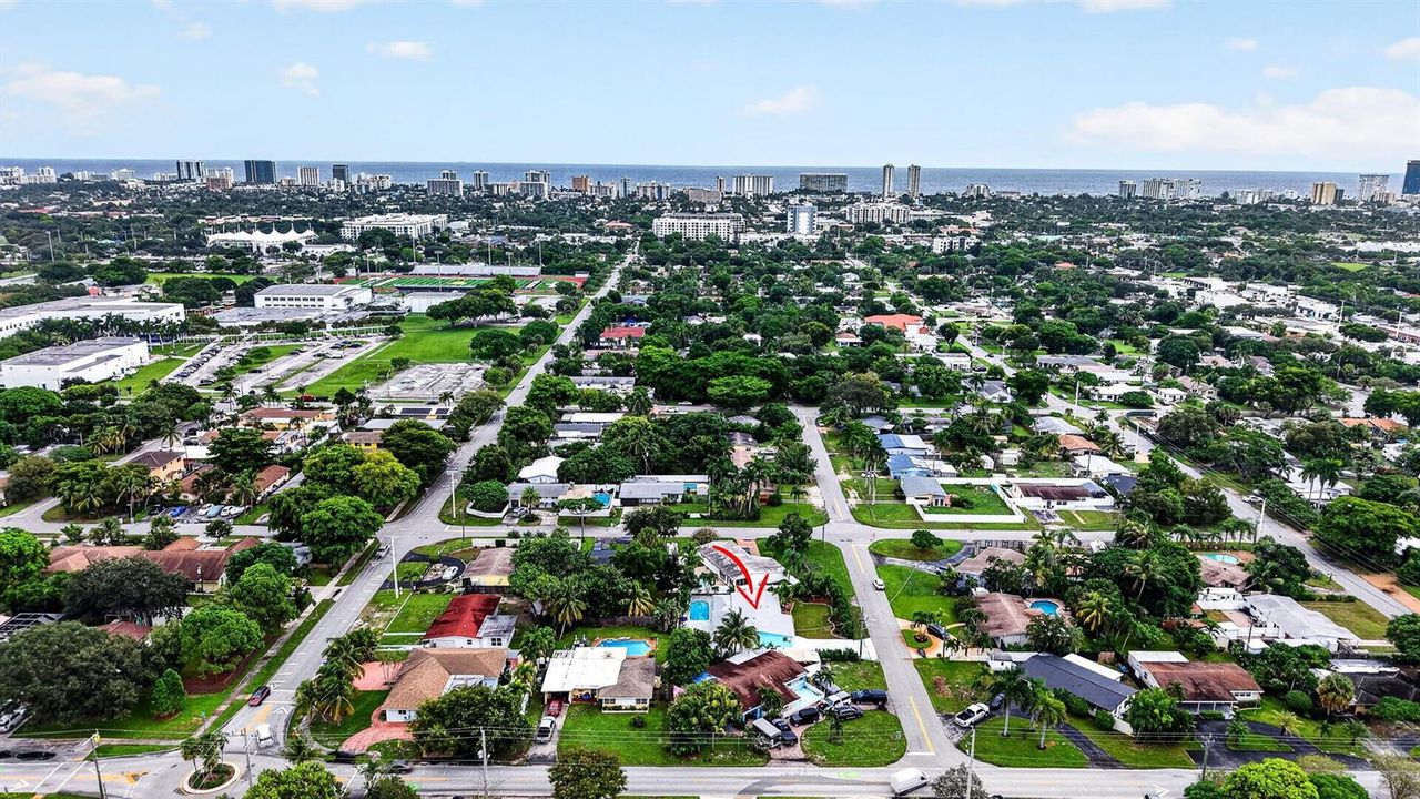Ocean view aerial from home