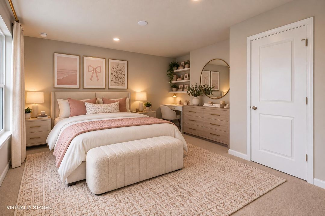 Virtually Staged Blush Bedroom