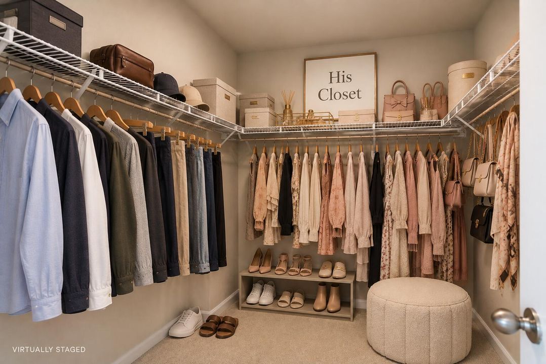 Virtually Staged His and Hers Closet