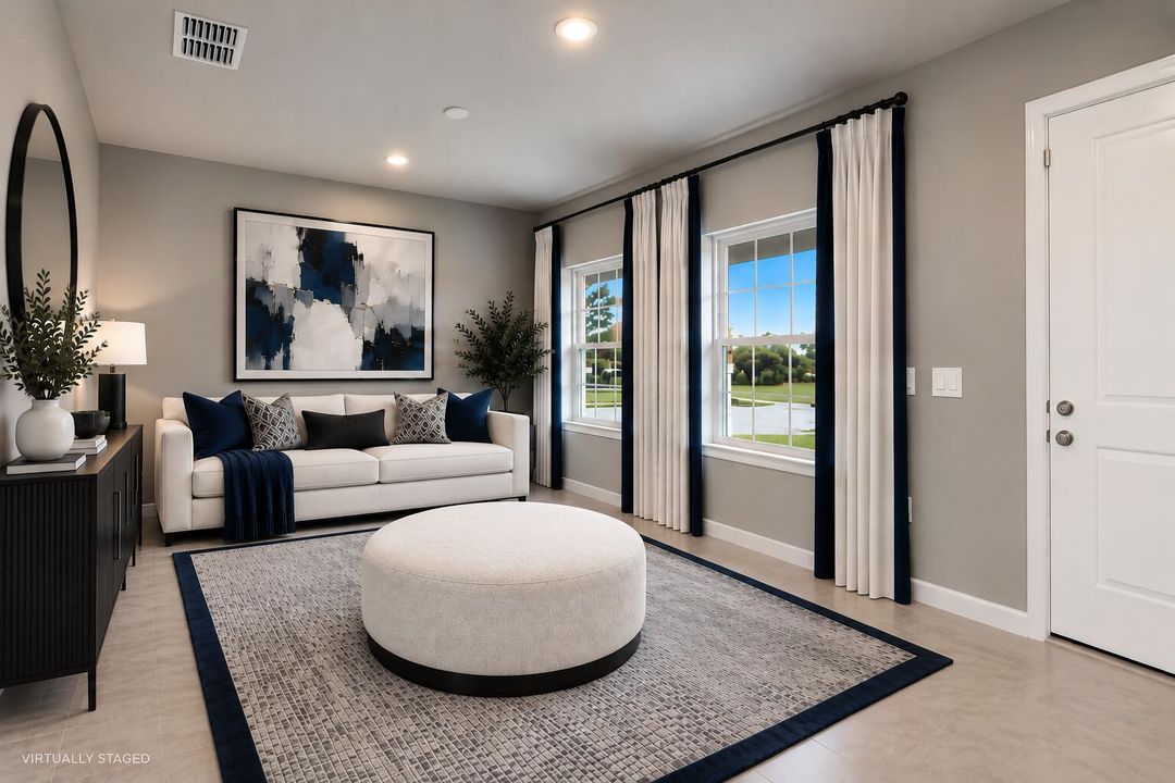 Modern Navy and Gray Living Room