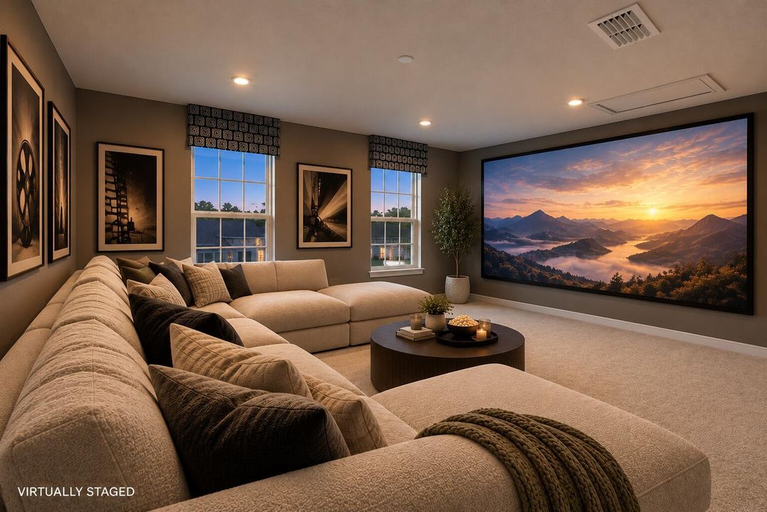 Cozy Sunset Home Theater Retreat