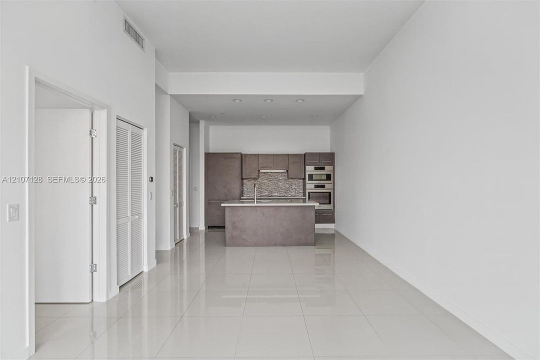 Living & Kitchen area seen from balcony door