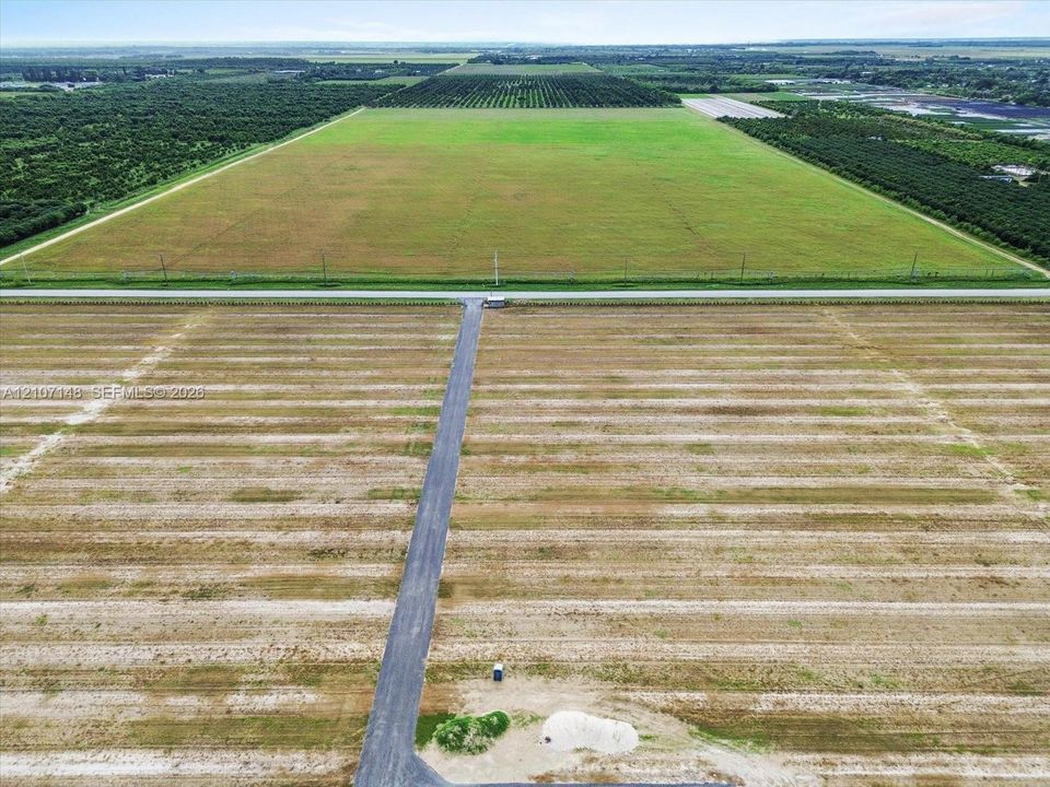 Expansive acreage featuring cleared level terrain, paved road access, and perimeter vegetation