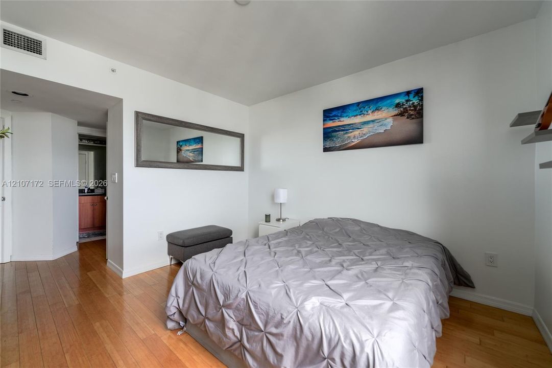 Wood-finish flooring and recessed ceiling lighting
