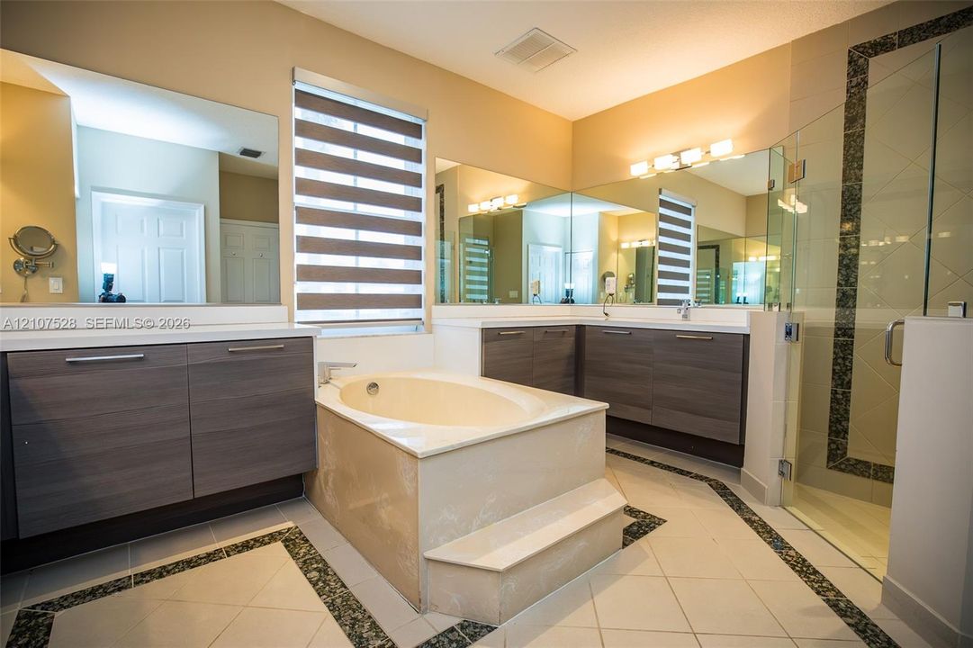 Master Bath has large tub and Shower