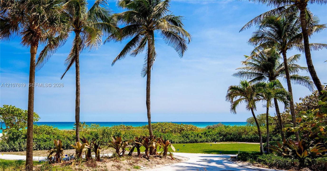 ground level view to the beach and ocean