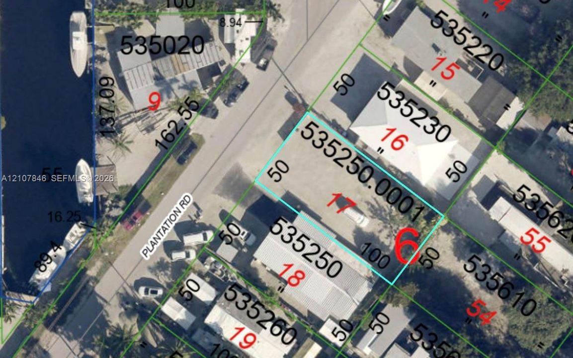 Tax Map, Parcel Survey. Indicating the parcel boundaries and designated identifiers for the property