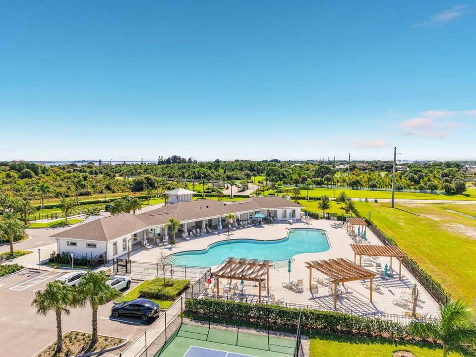 Aerial of pool to surrouding community