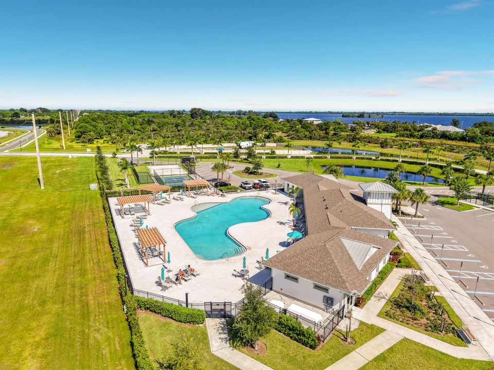 Aerial best pool focus shot