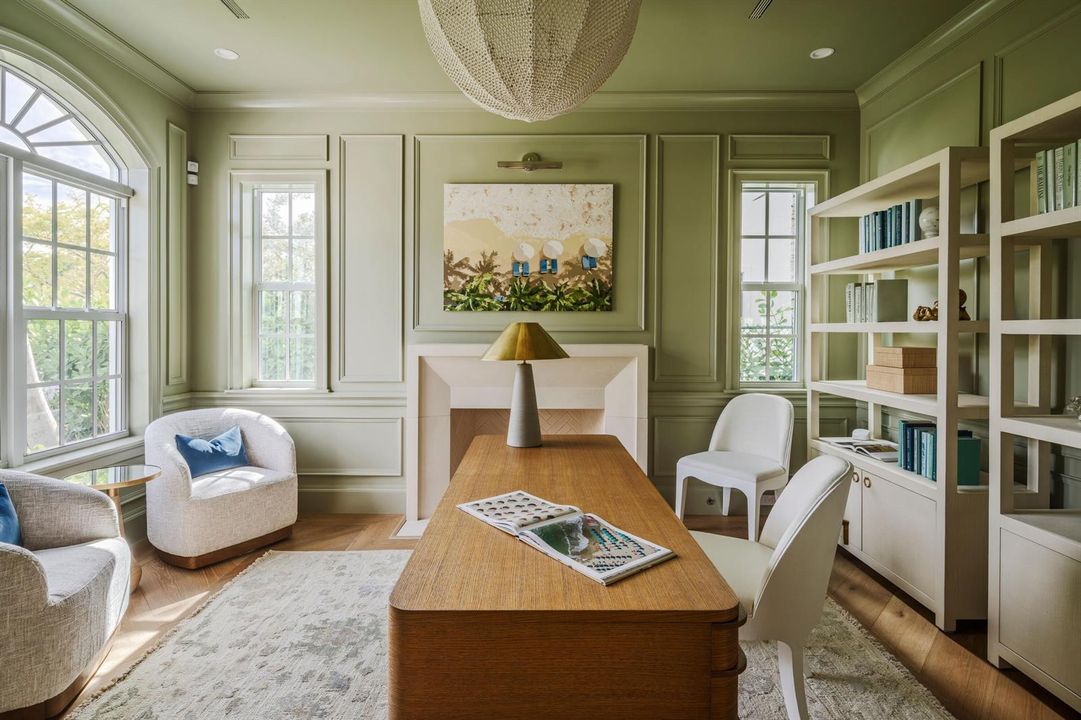 18 - Home office with sage green walls,