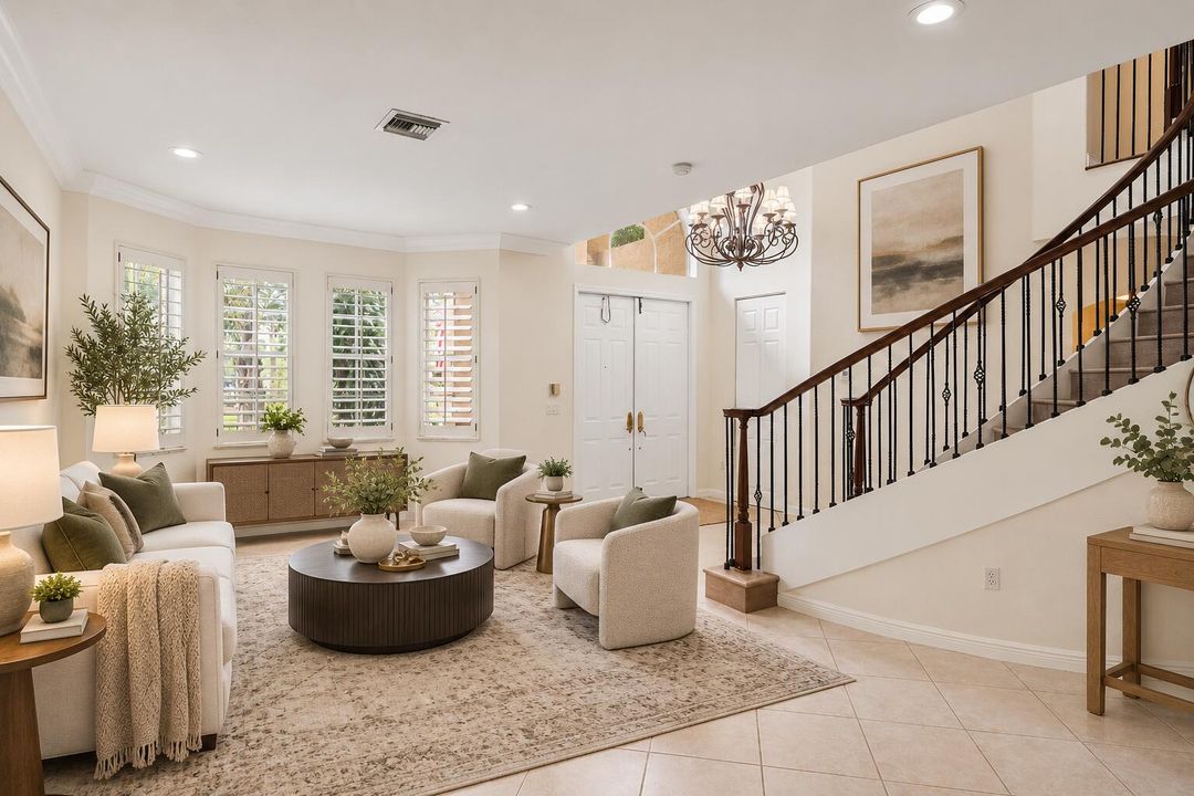 Elegant Neutral Living Room and Foyer