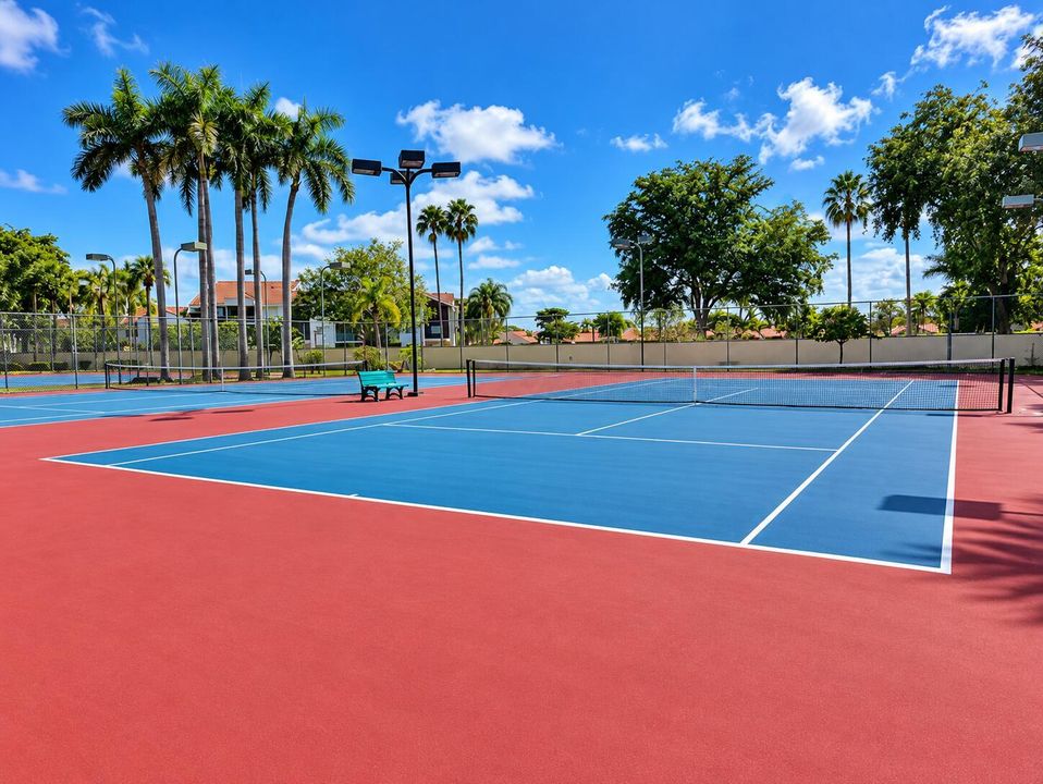 Vibrant Tropical Tennis Court Complex