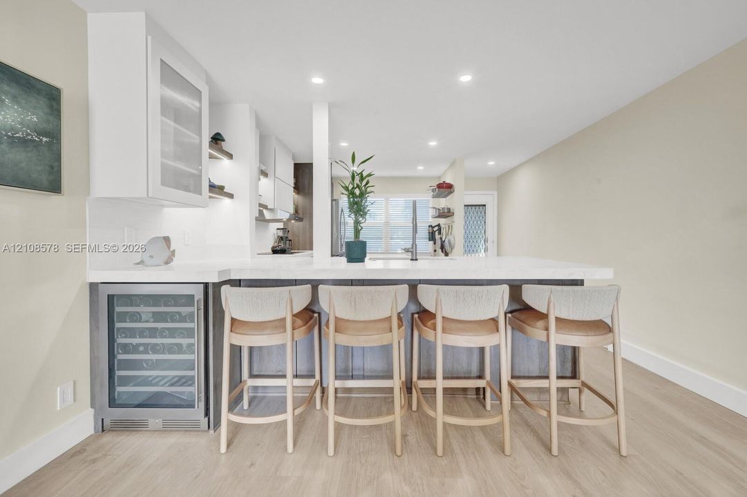 Dining Bar into the open concept kitchen