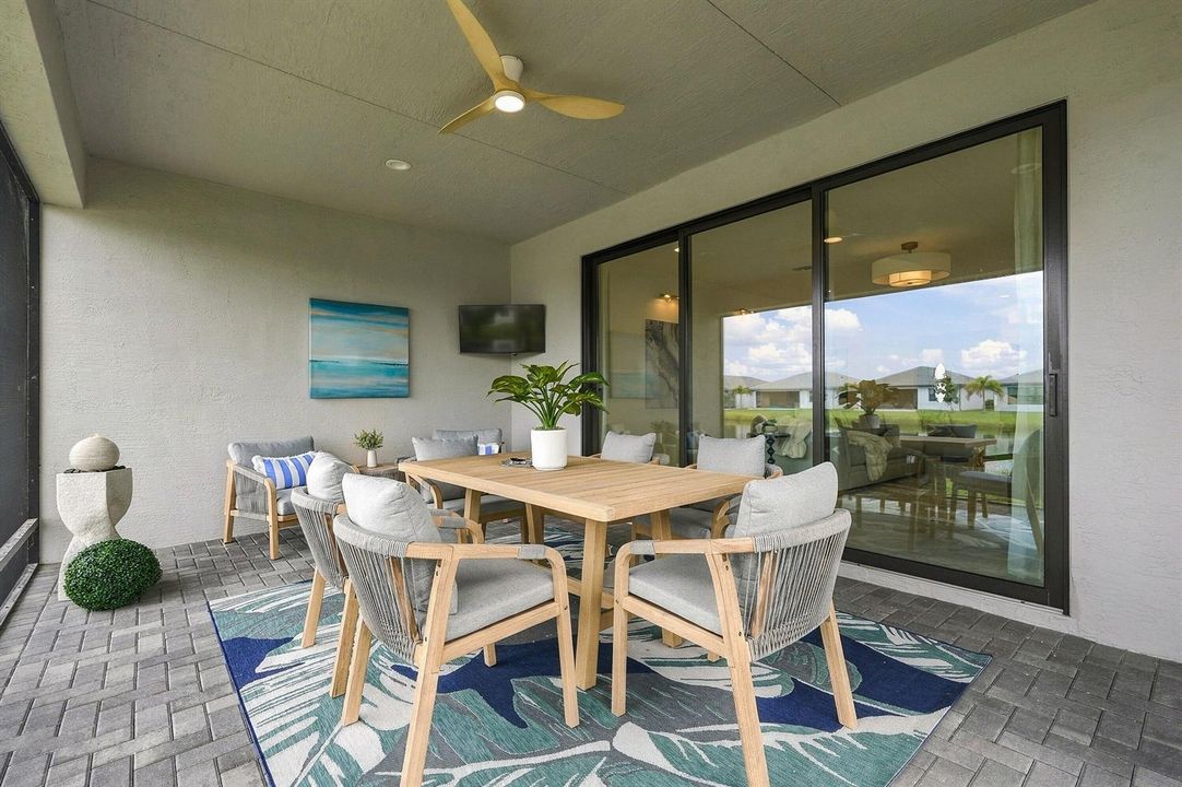 Screened Lanai TV and fountain