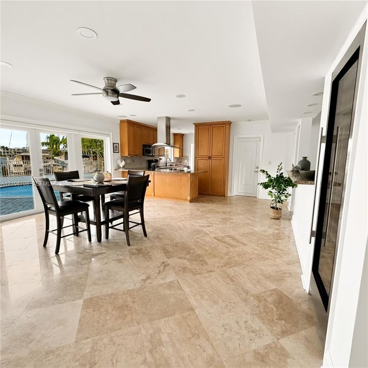 Open plan kitchen and dining area
