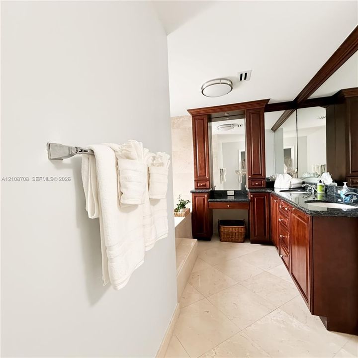 Primary bathroom with dual vanity