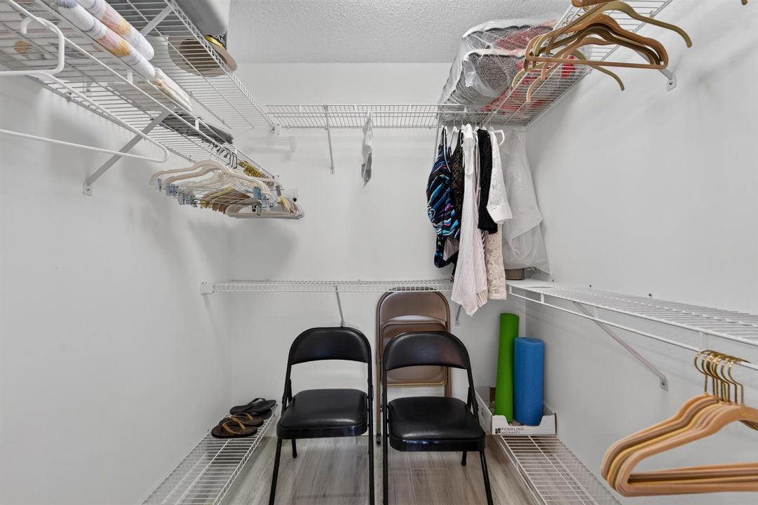 Walk-in closet in master bedroom