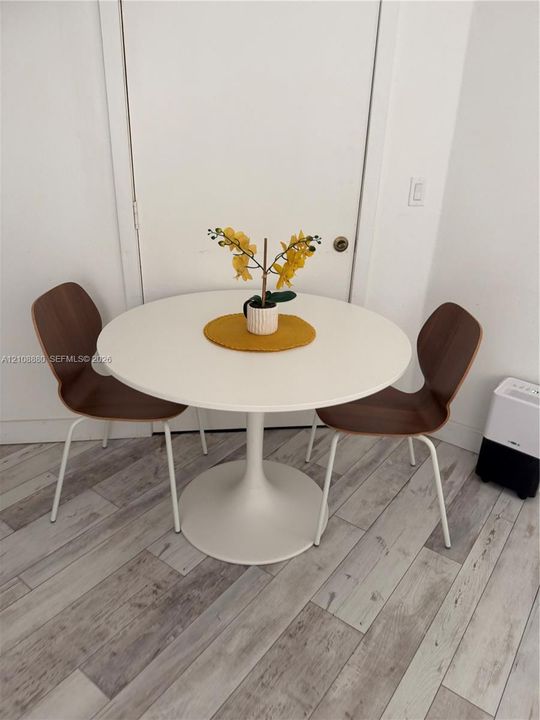 Wood-finish plank flooring and neutral wall color