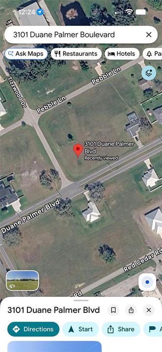 Geographic Mapping Interface. Satellite imagery indicating the location of the property