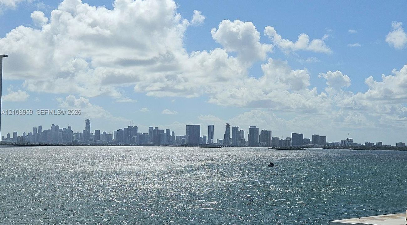 Expansive waterfront featuring a coastal horizon and panoramic city skyline