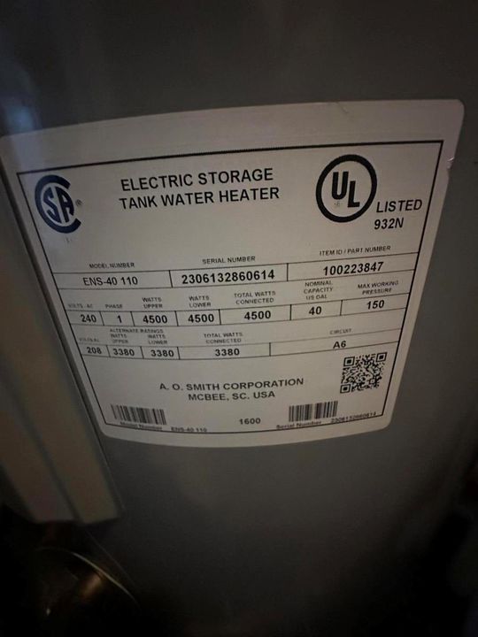 29 Water Heater Sticker