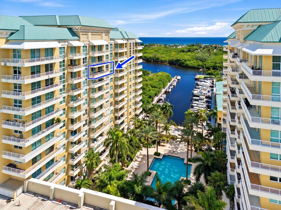 Aerial Condo Highlighted Balcony