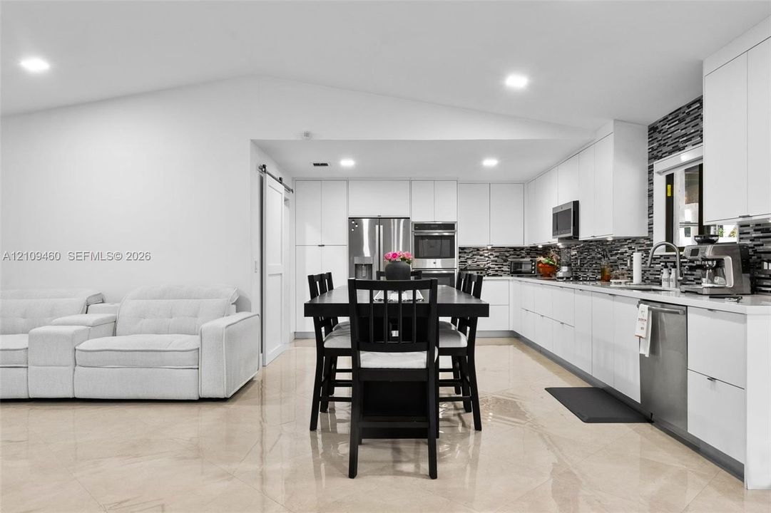 Open great room and kitchen