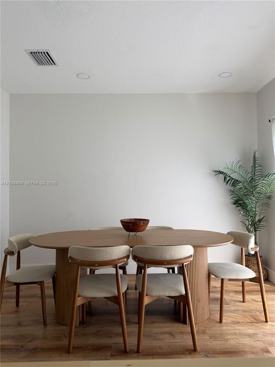 Wood-finish flooring and recessed lighting