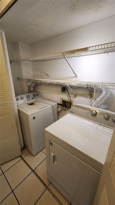 Electric water heater inside laundry closet area inside unit