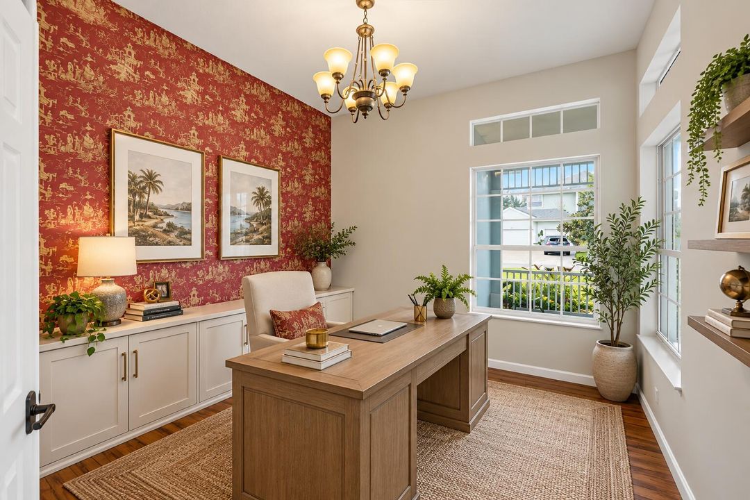 Elegant Red-Accent Home Office