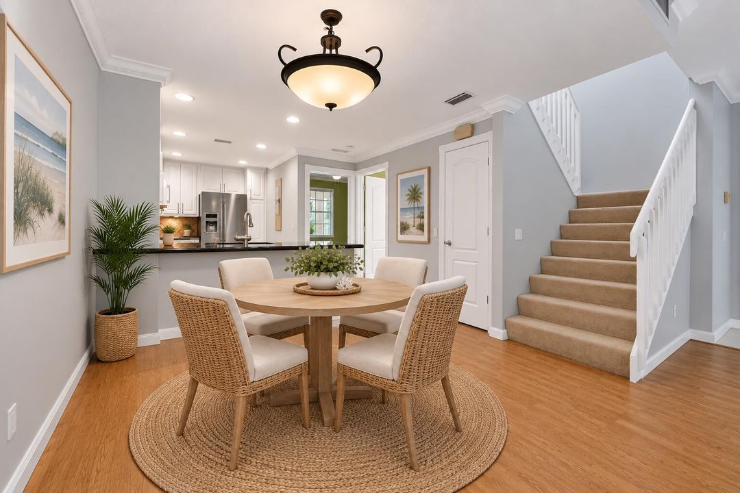 Dining area virtually staged