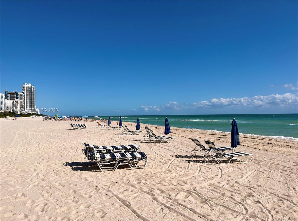 Sandy beach shoreline featuring direct coastal access