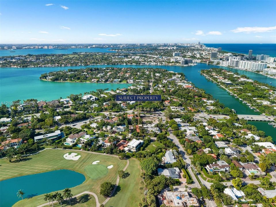 Aerial perspective highlighting proximity to coastal waterways and expansive golf course fairways