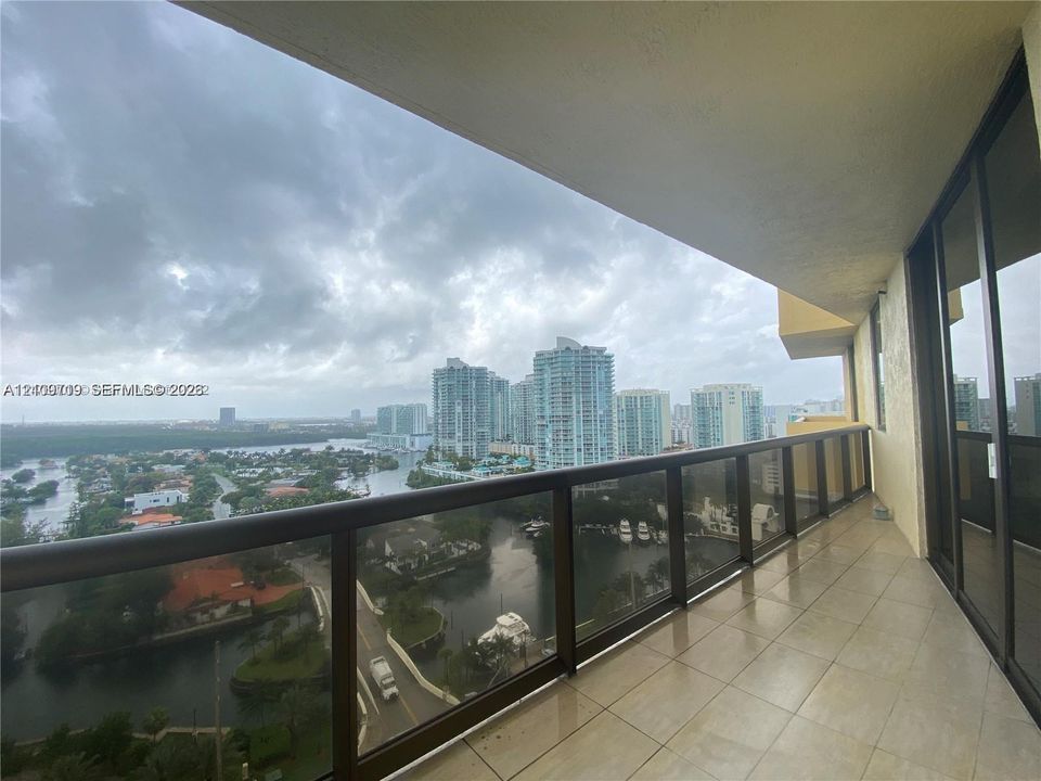 Covered balcony.