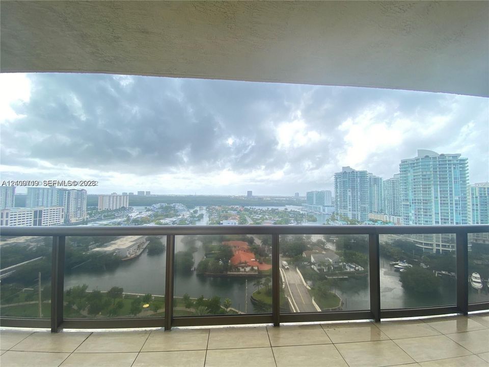 Covered balcony.