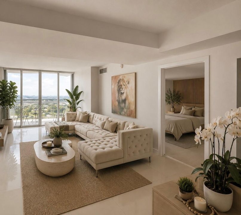 Living Room - AI conceptual rendering shown for design inspiration only; actual property condition and finishes may vary.