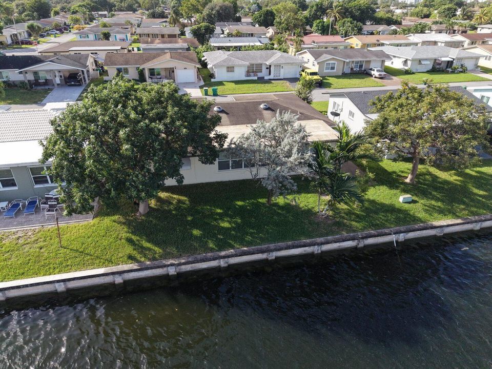 Aerial View of Canal-Front Home