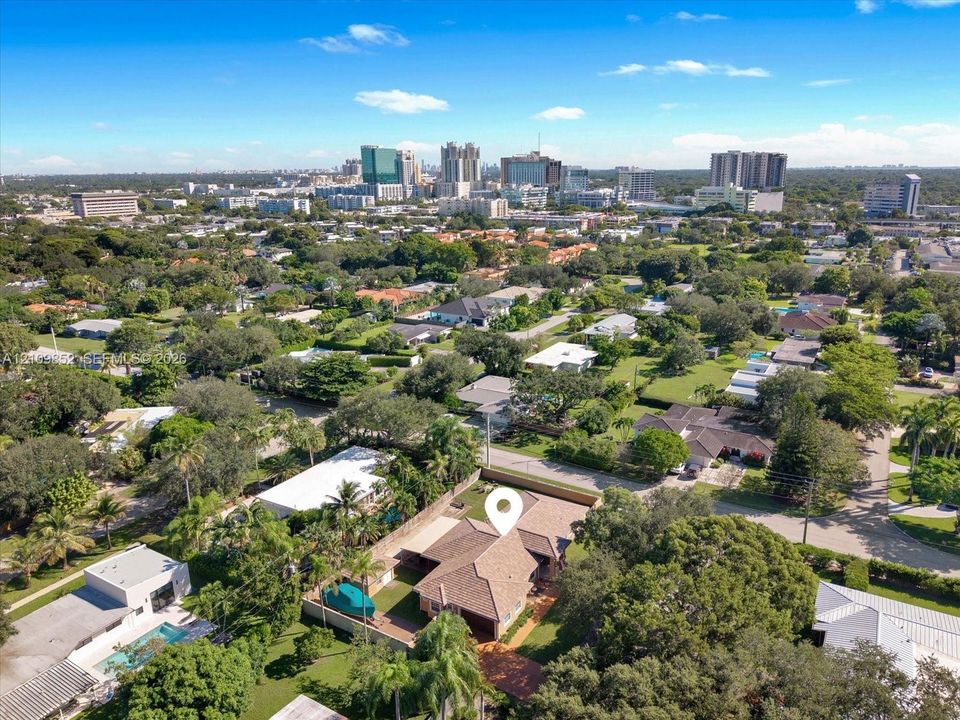 Aerial perspective featuring Downtown Dadeland in the background *