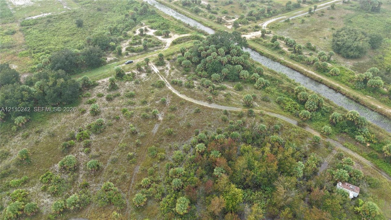Expansive acreage featuring native vegetation, mature trees, and a bordering waterway