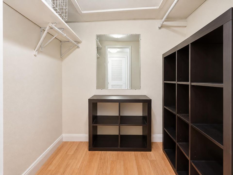 Organized Walk-In Closet with Mirror