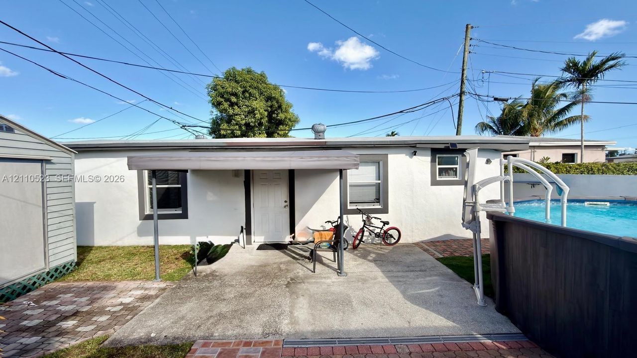 Front of separate apartment- guest quarters for extra income.