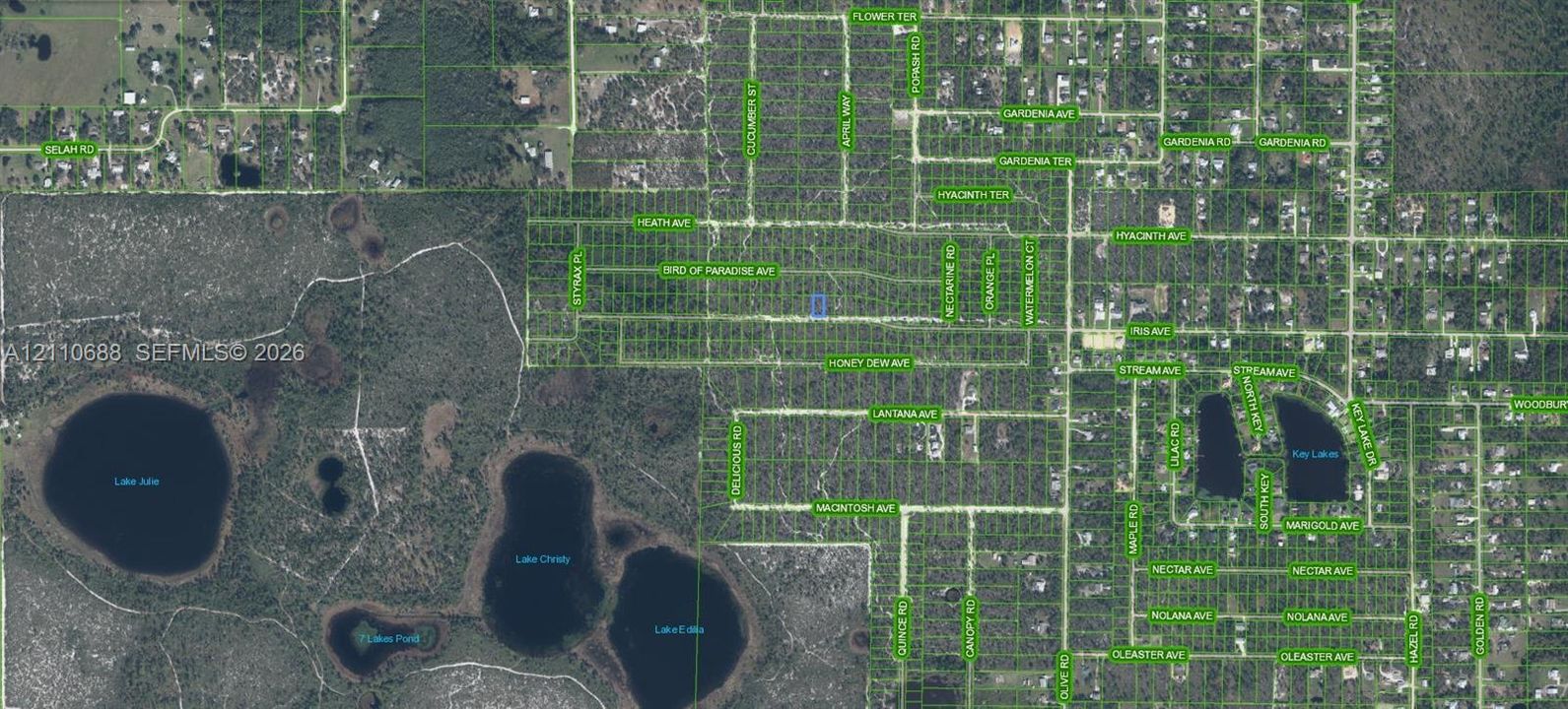 Plat Map. Aerial imagery displaying the legal boundaries of the property and surrounding land parcels