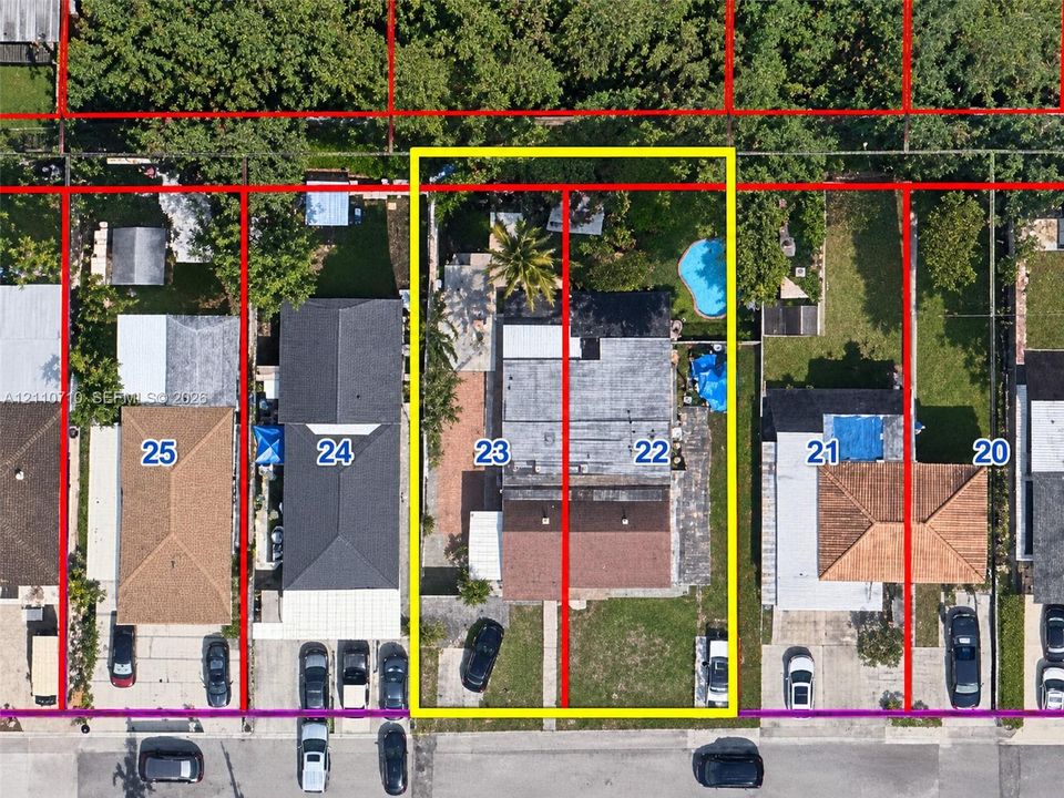 Tax Plat Map. Aerial rendering outlining the boundaries and dimensions of the property