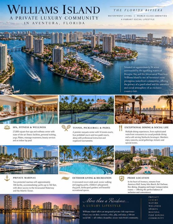 Marketing Brochure. Presenting the amenities, recreational facilities, and geographical features of the property